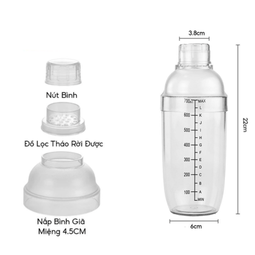 Shaker 4 Mảnh 1000ml