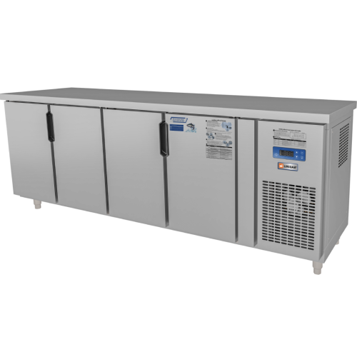 Tủ bàn mát quạt gió Unibar 4 cánh mở inox UB-4MI2275 2250x750x850mm
