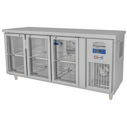 Tủ bàn mát quạt gió Unibar 3 cánh mở kính UB-3MK1875 1800x750x850mm