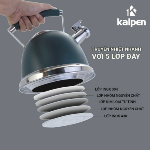 ẤM ĐUN NƯỚC INOX 5 LỚP ĐÁY KALPEN KK02