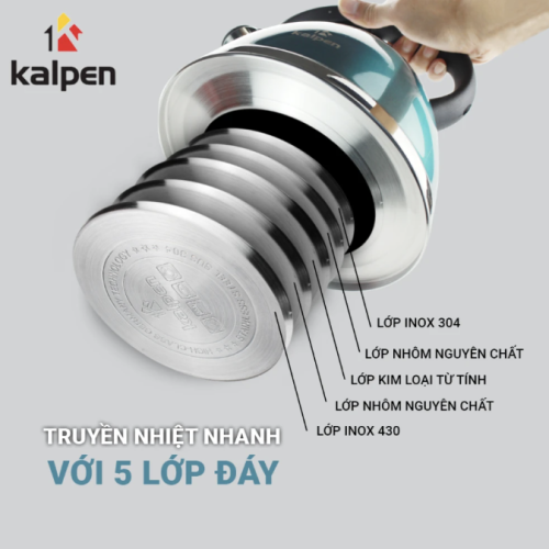 ẤM ĐUN NƯỚC INOX 5 LỚP ĐÁY KALPEN KK03