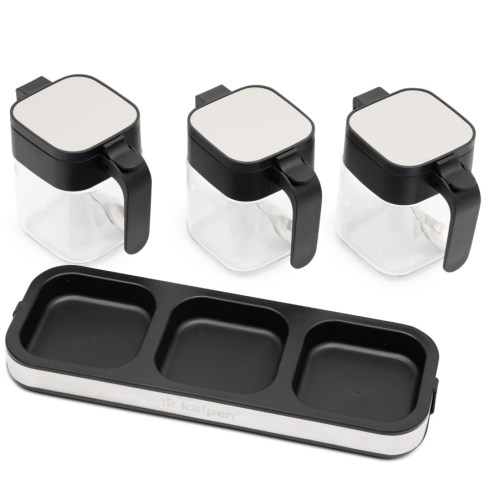 Bộ 3 hộp đựng gia vị thủy tinh Kalpen SB3