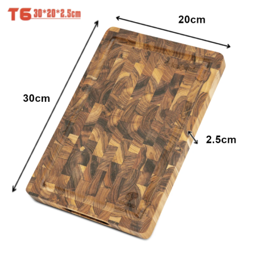 Thớt thái chữ nhật gỗ Teak Kalpen T6 20x30cm