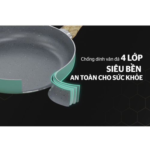 Chảo sâu chống dính vân đá Sunhouse Clover CL22S