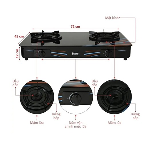 Bếp gas đôi Rinnai RV-715Slim(GL-SC)