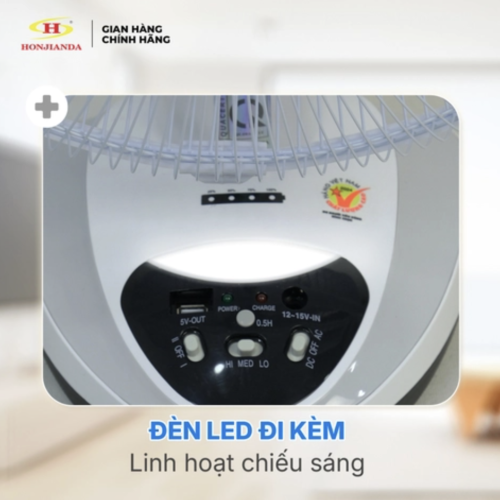 Quạt sạc Honjianda HJD-FL314 LED 1B