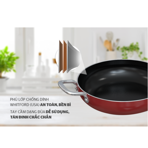 Chảo trơn chống dính 2 quai Sunhouse CT22R2