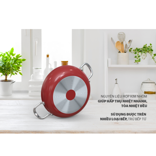 Chảo nhôm chống dính 2 quai Sunhouse CT28R2