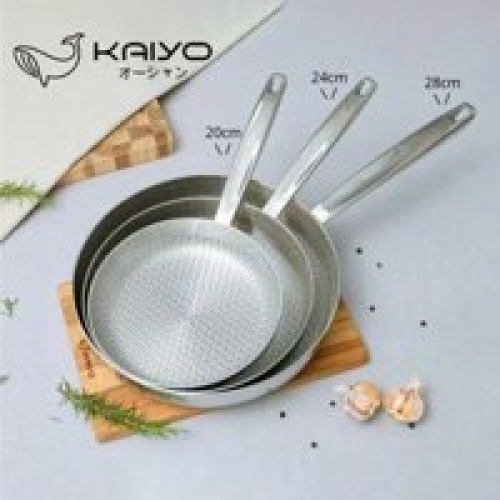 Chảo inox 304 dập nổi 3 lớp liền khối Kaiyo Embossed Silver Crown sâu lòng 28cm KIW-6742
