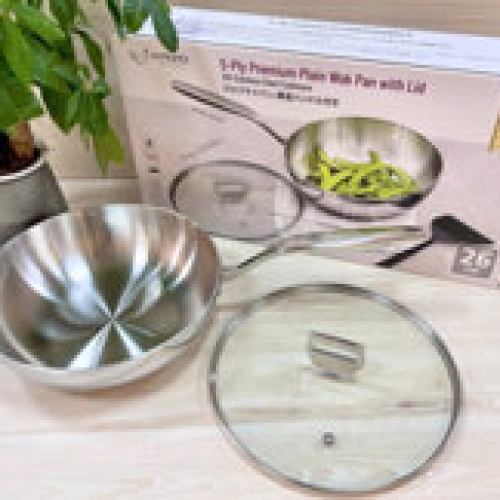 Chảo inox 316 liền khối 5 lớp Premium Kaiyo sâu lòng có vung kính 26cm KIW-3826
