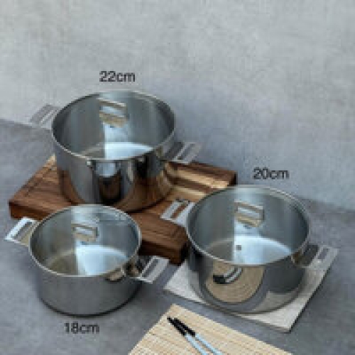 Nồi inox thân đáy liền Tri-Ply Classic Pro Kaiyo 16cm KIC-3369