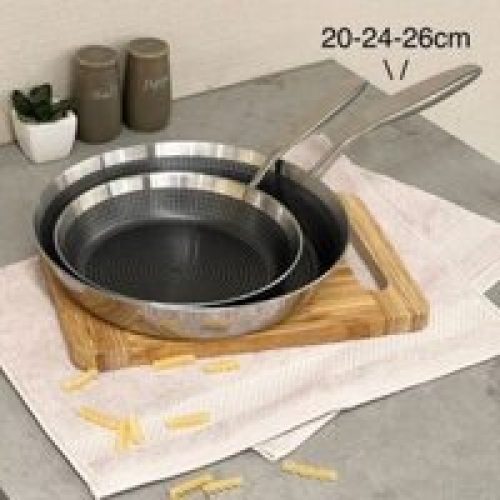 Chảo inox chống dính hoa văn nổi Tri-Ply Kaiyo 28cm KNF-3581