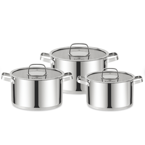 Bộ 3 nồi Inox 5 lớp đáy Kalpen Mendy MD1 16-20-24cm
