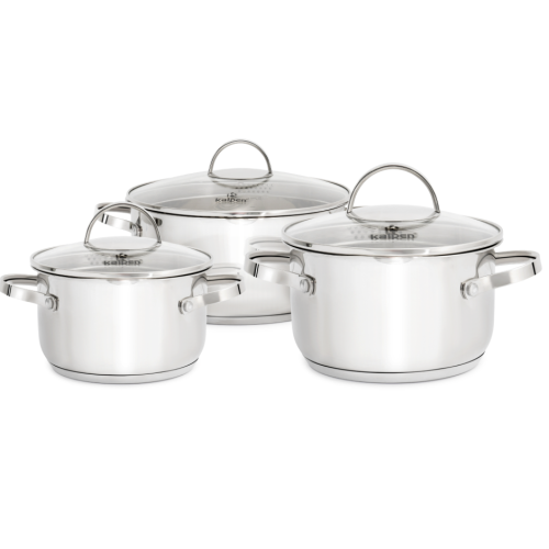 Bộ 3 nồi Inox 5 lớp đáy Kalpen Lermat L1Pro 16-20-24cm