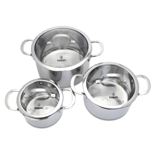 BỘ 3 NỒI INOX 304 LIỀN KHỐI KALPEN KAZLER KZ1