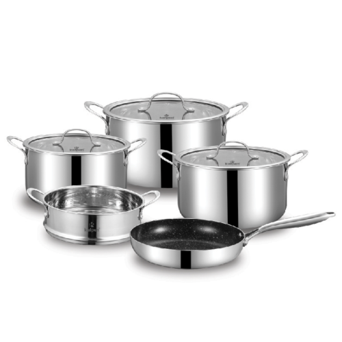 Bộ nồi chảo 5 món Inox 304 liền khối Kalpen Kampfer KF3