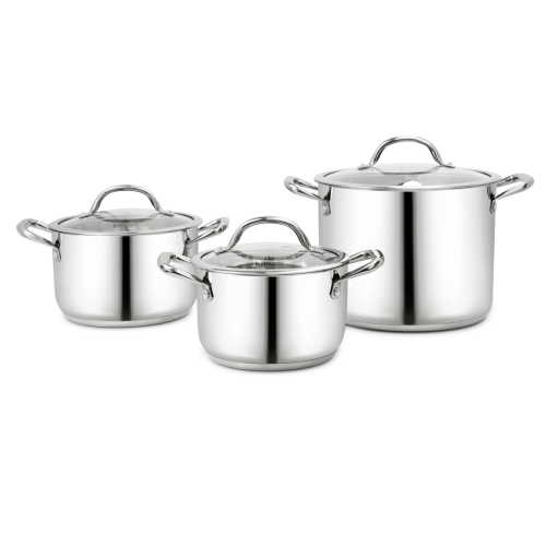 Bộ 3 nồi Inox 5 lớp đáy thành cao Kalpen Glanzer GL1 18-20-24cm