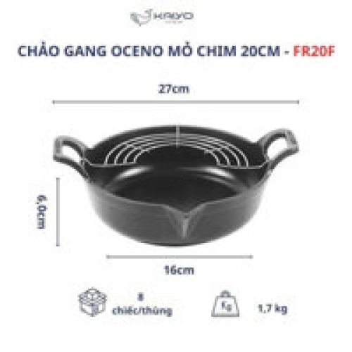 Chảo gang Oceno Matte Black có vòi rót 20cm OFR-1242