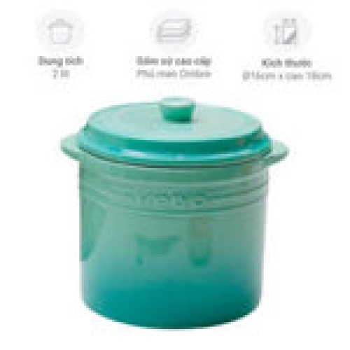 Hũ gốm sứ Kaiyo Rainbow KCC-5127 2L màu xanh – Giải pháp muối dưa, cà tiện lợi cho gia đình